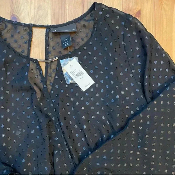 Lane Bryant New Sheer Shimmer Faux Wrap Blouse Polka Dot Cocktail Party Top - Picture 8 of 9